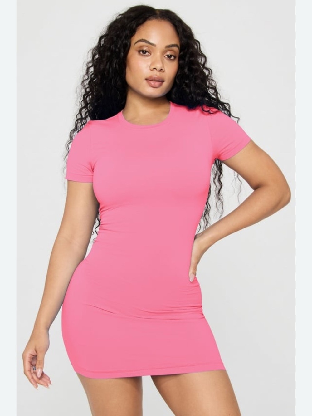 Fabletics Pink Short Sleeve Bodycon Mini Dress